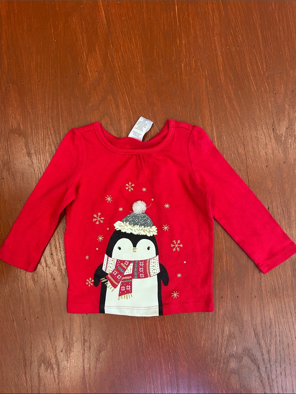 Gymboree Red Penguin Winter Graphic Long-Sleeve Tee